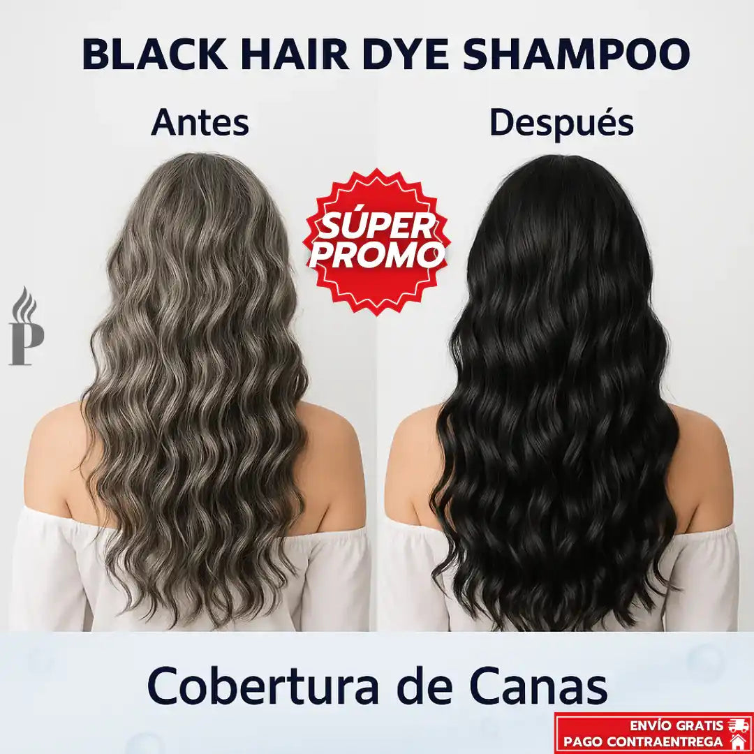 ADIÓS CANAS™ Shampoo Rejuvenecedor UNISEX | Cabello Negro Natural en Minutos