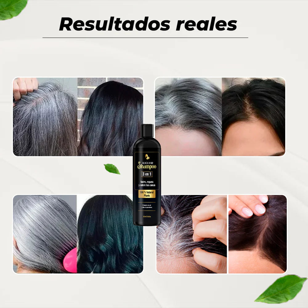 ADIÓS CANAS™ Shampoo Rejuvenecedor UNISEX | Cabello Negro Natural en Minutos