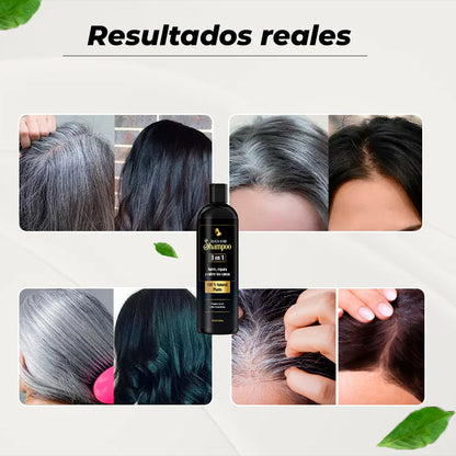 ADIÓS CANAS™ Shampoo Rejuvenecedor UNISEX | Cabello Negro Natural en Minutos