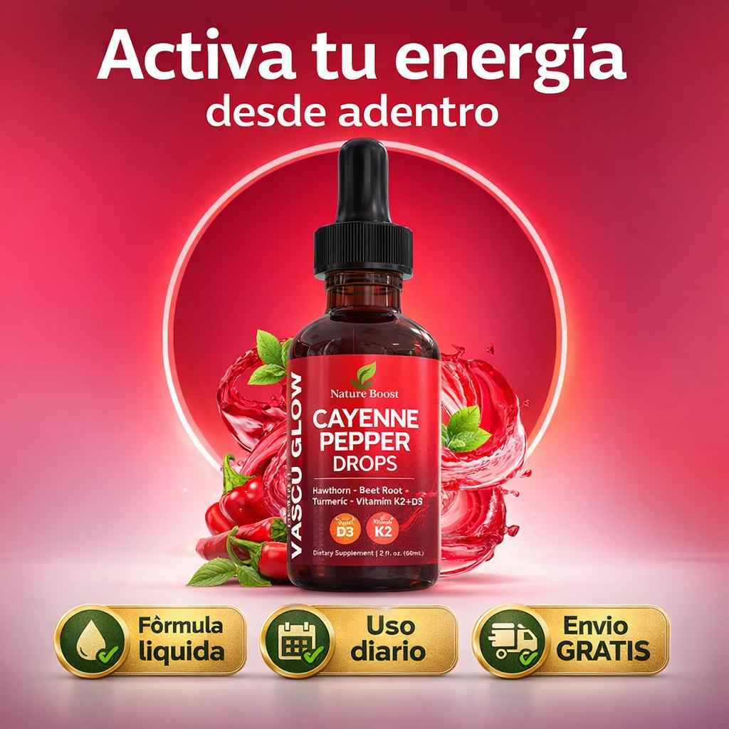 🔥 Cayenne Pepper Drops – Gotas Naturales para Activar tu Energia y Circulacion