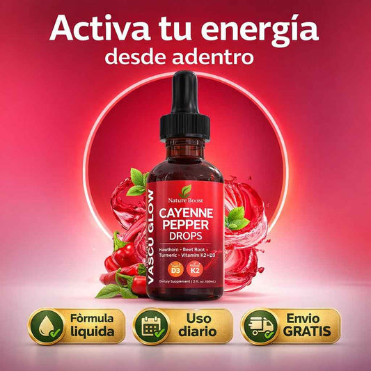 🔥 Cayenne Pepper Drops – Gotas Naturales para Activar tu Energia y Circulacion