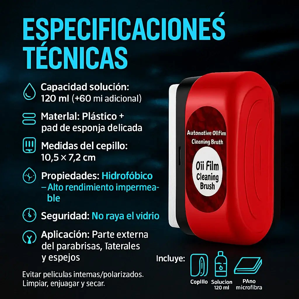 Oil Film™ | Cepillo Limpiador Anti-Empañante Importado
