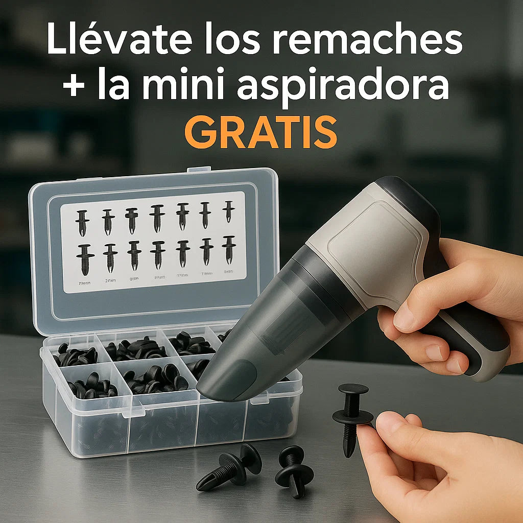 Kit x100 Remaches Universales Auto-Clip Pro™ + Mini Aspiradora GRATIS