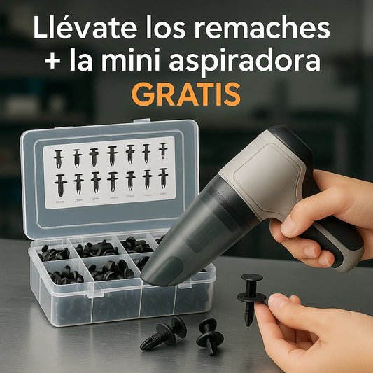 Kit x100 Remaches Universales Auto-Clip Pro™ + Mini Aspiradora GRATIS