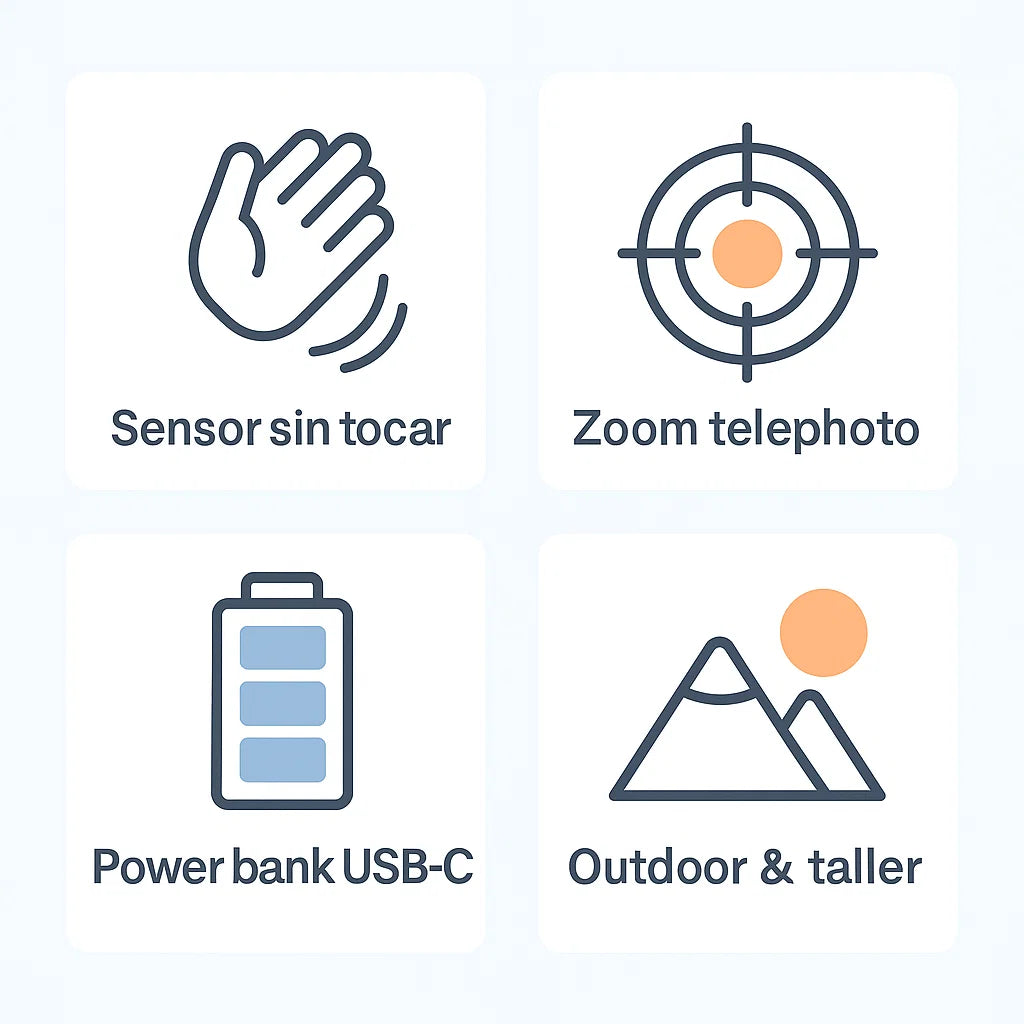 Lámpara LED de Cabeza Recargable – Sensor Inteligente + Zoom Telephoto | Manos Libres