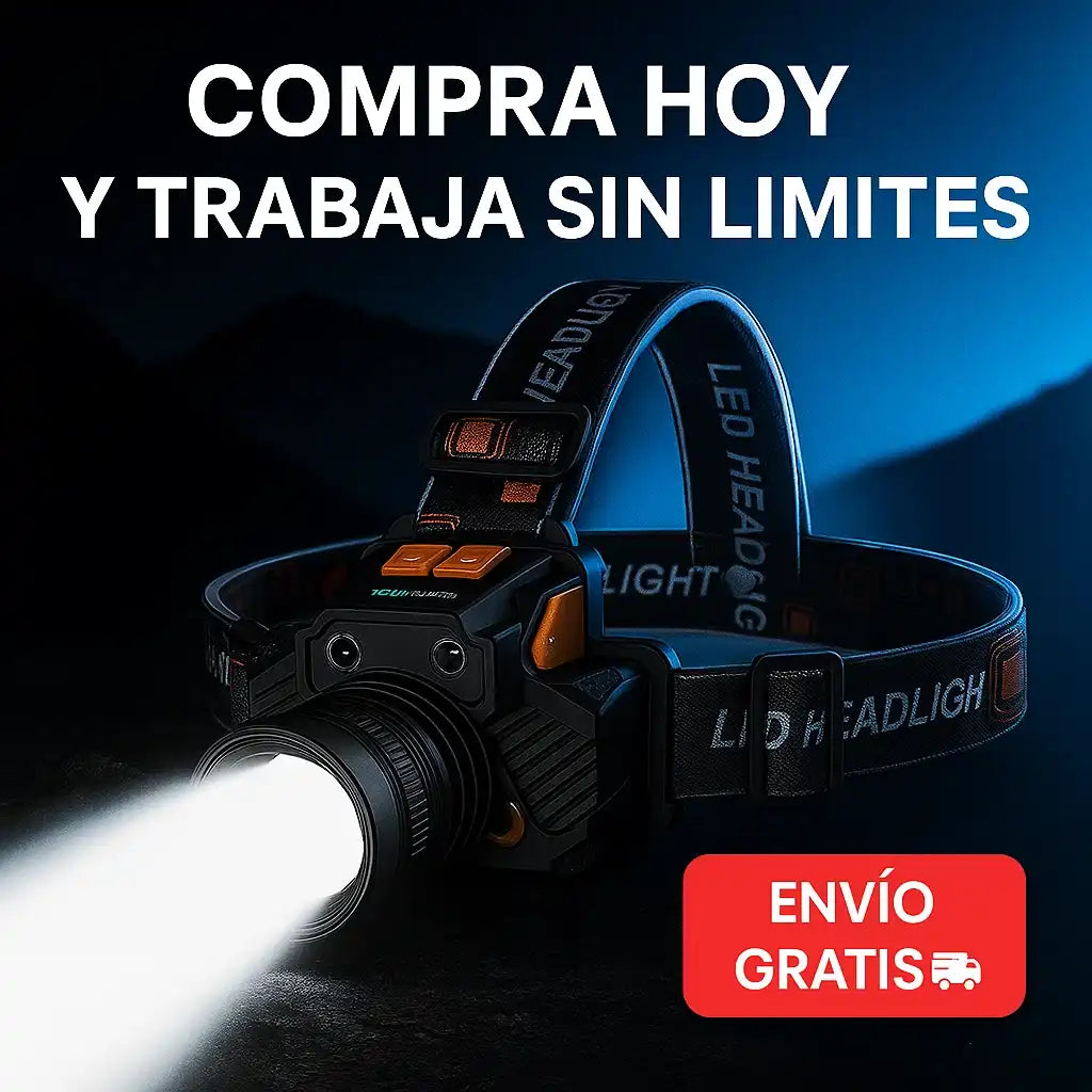 Lámpara LED de Cabeza Recargable – Sensor Inteligente + Zoom Telephoto | Manos Libres