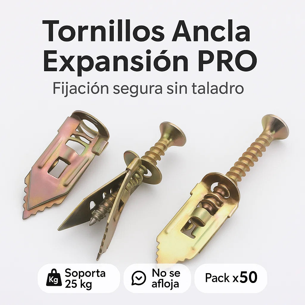 🛠️ Tornillos Ancla para Pared – Pack x50 | Fijación 4X Más Segura sin Taladro