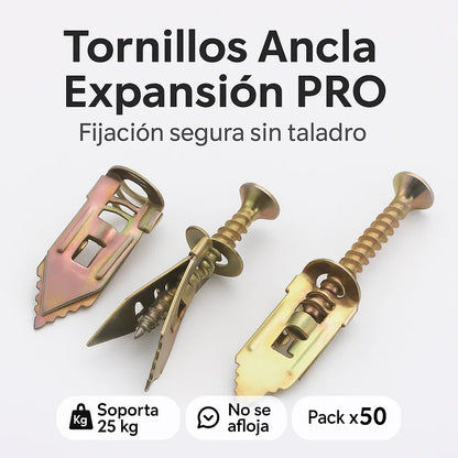 🛠️ Tornillos Ancla para Pared – Pack x50 | Fijación 4X Más Segura sin Taladro