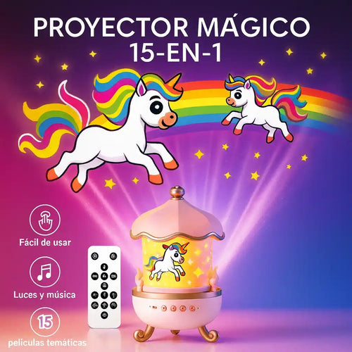 🌈 Proyector Mágico 15-en-1 para Niños — Luces, Música y Películas Interactivas