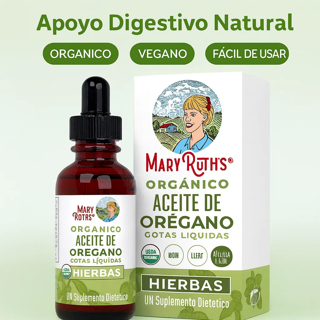 Aceite de Orégano Orgánico MaryRuth’s – Apoyo Herbal para una Digestión Más Ligera y Cómoda