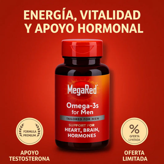 MEGA RED OMEGA 3S – Energía, Vitalidad y Apoyo Hormonal para Hombres