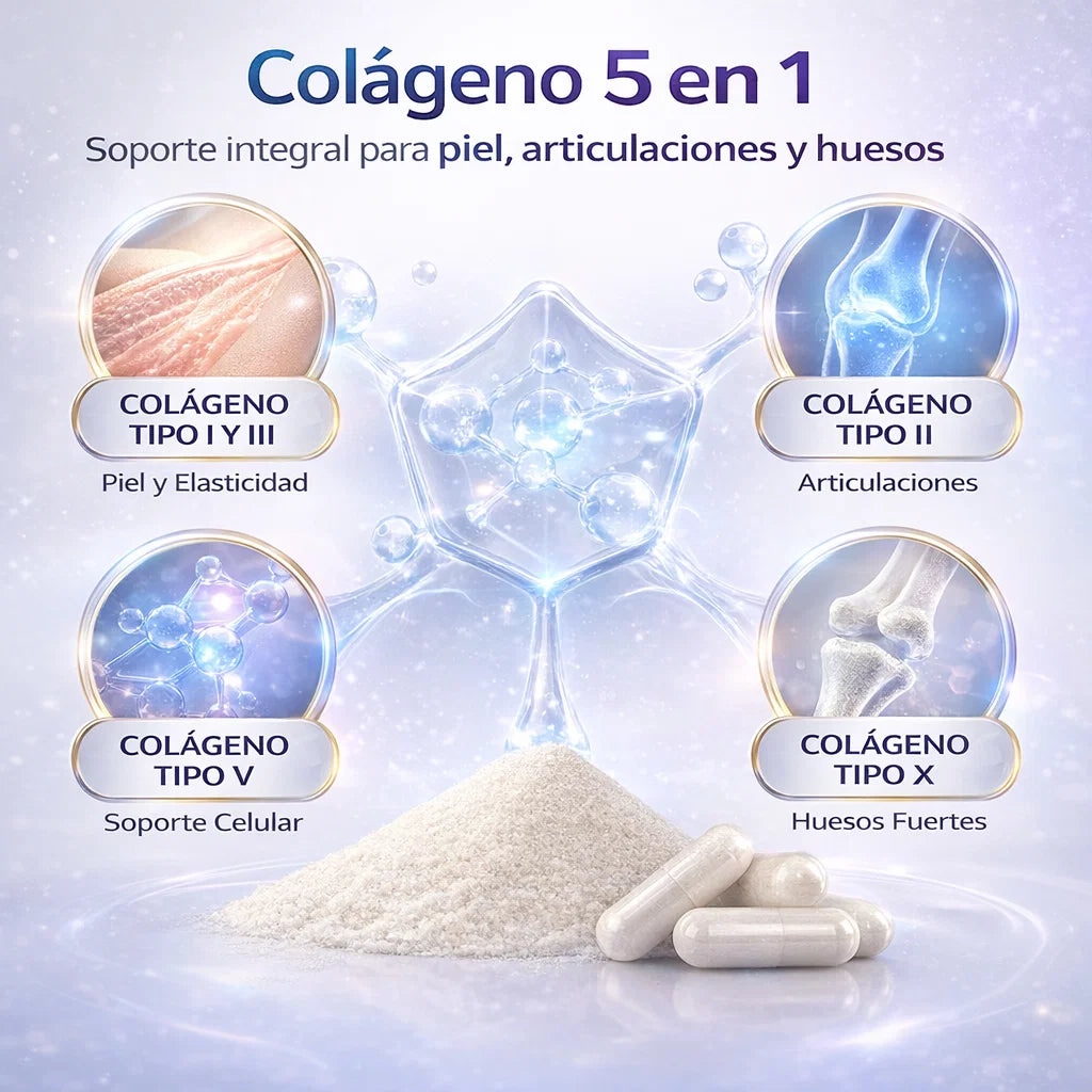Colageno Peptidos 5 en 1 – Fuerza, Elasticidad y Renovacion Diaria para tu Cuerpo +35