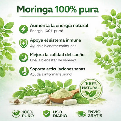 Moringa 100% Pure – Energía Natural, Menos Inflamacion y Bienestar Diario