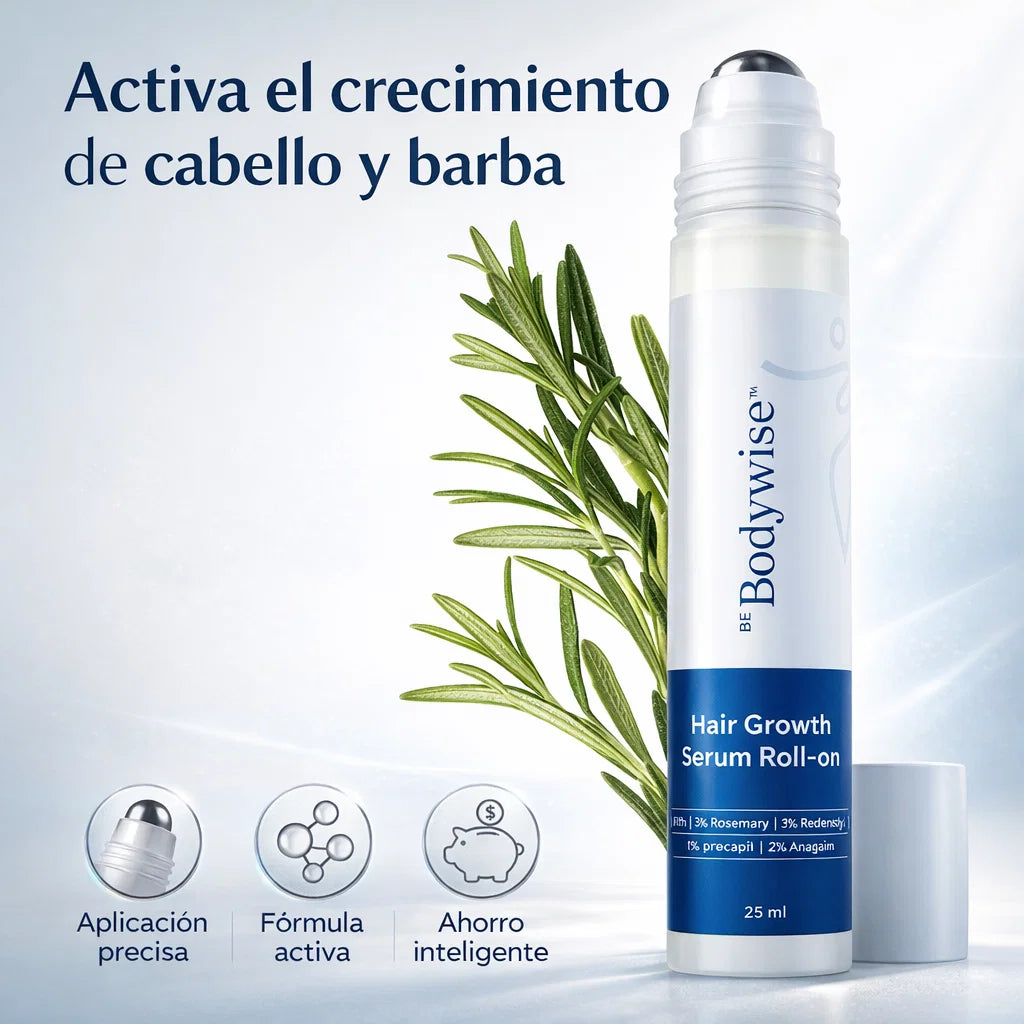 Serum Roll-On Activador de Crecimiento Capilar y Barba - Recupera densidad, fortalece el cabello
