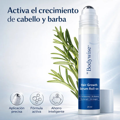 Serum Roll-On Activador de Crecimiento Capilar y Barba - Recupera densidad, fortalece el cabello