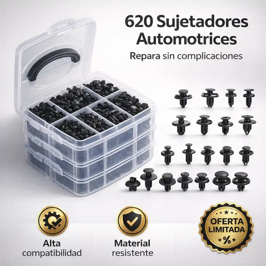🔧 JUEGO DE 620 SUJETADORES PLASTICOS AUTOMOTRICES - Repara tu carro sin perder tiempo ni dinero