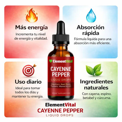 🔥 Cayenne Pepper Drops – Gotas Naturales para Activar tu Energia y Circulacion